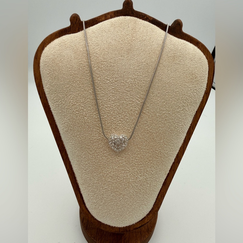 Swarovoski Double Sided Silver Heart Pendant Necklace